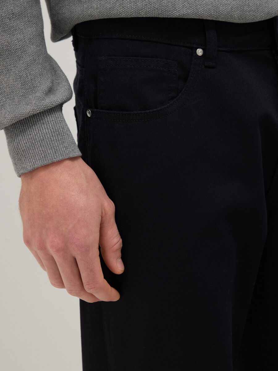 Pantaloni in puro cotone nero regular fit_4