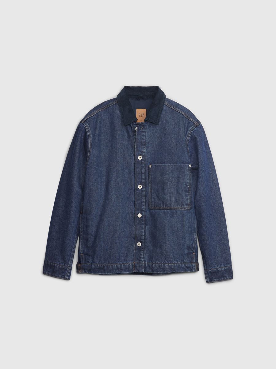 Short denim jacket with collar in corduroy_4