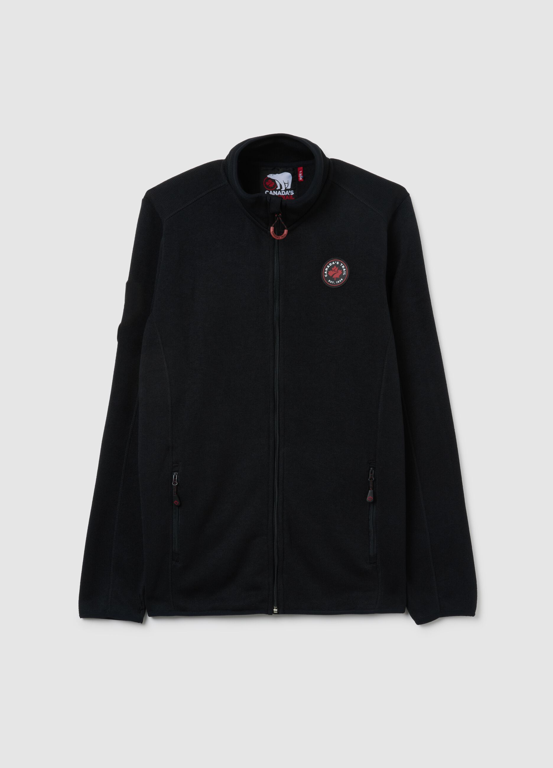 Heavy black jacket with zip and Canada Trail logo