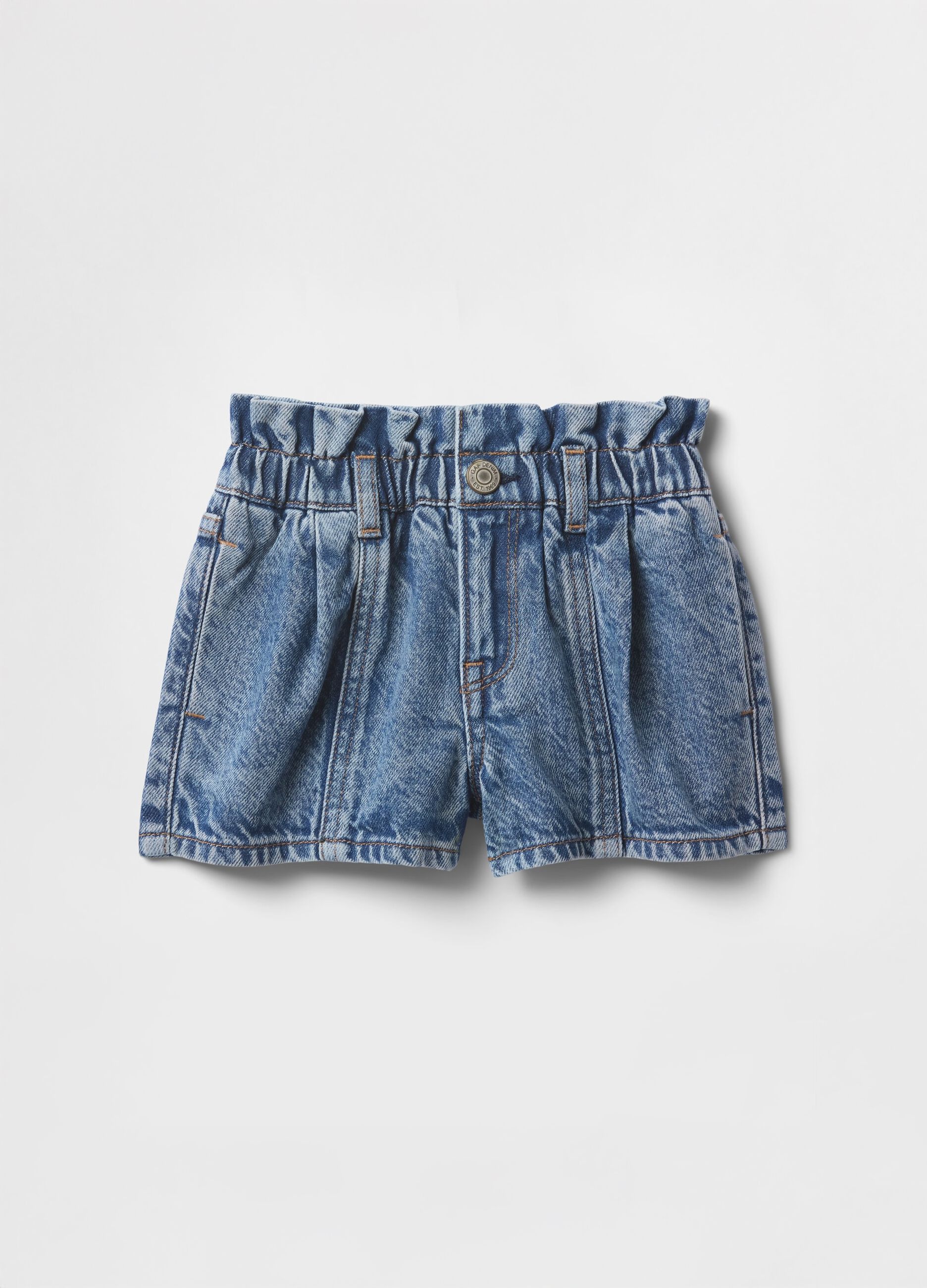 Denim shorts with pleated details for girls