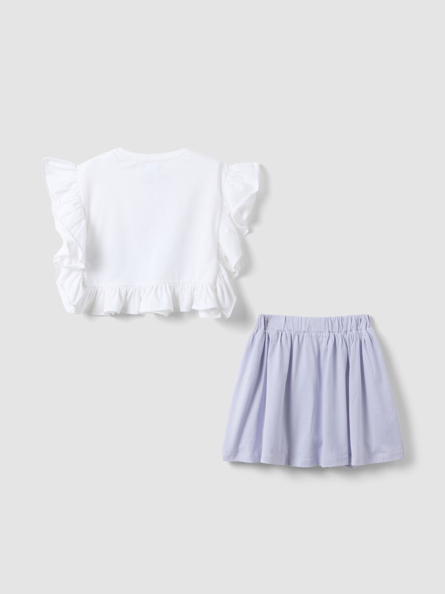 Set in cotone elasticizzato multicolor da bambina con stampa Frozen_1