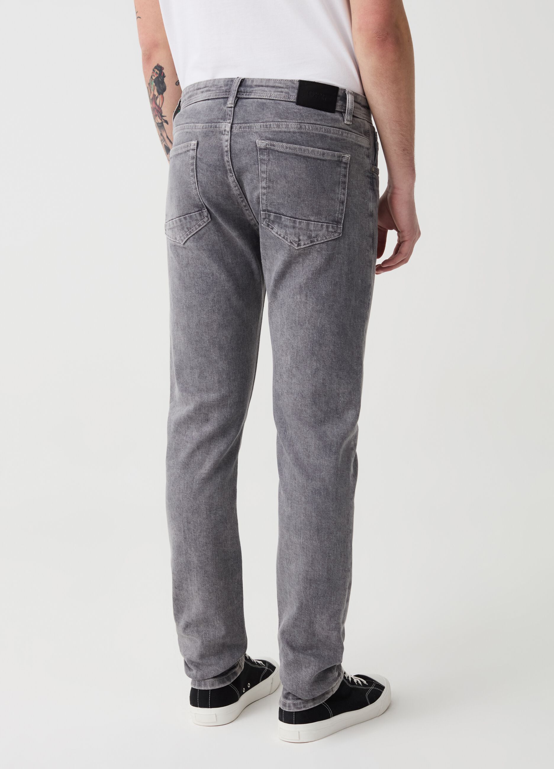 Skinny-fit acid wash jeans with fading