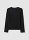 T-shirt nera a maniche lunghe in puro cotone regular fit_4