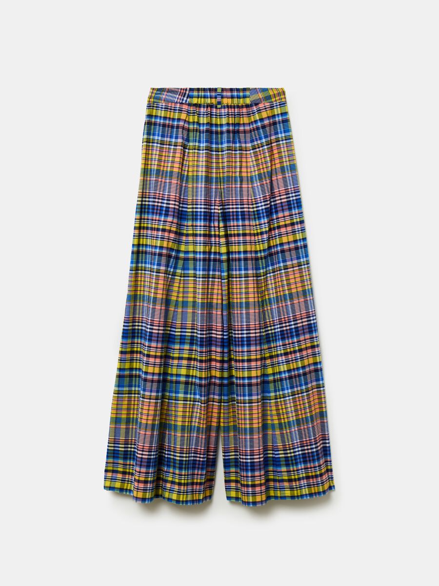 Flare-fit wide-leg trousers with check pattern_4