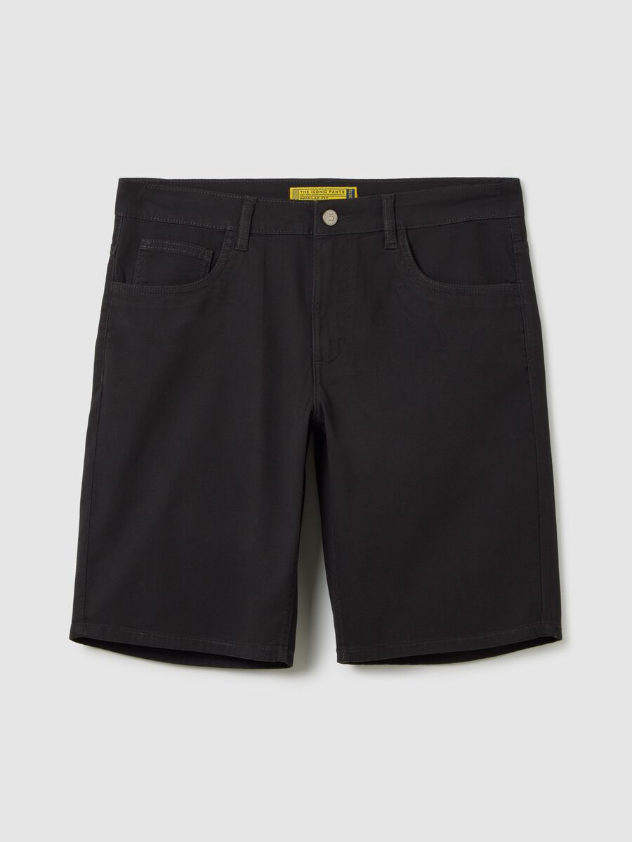 Men's black stretch cotton regular fit shorts_4