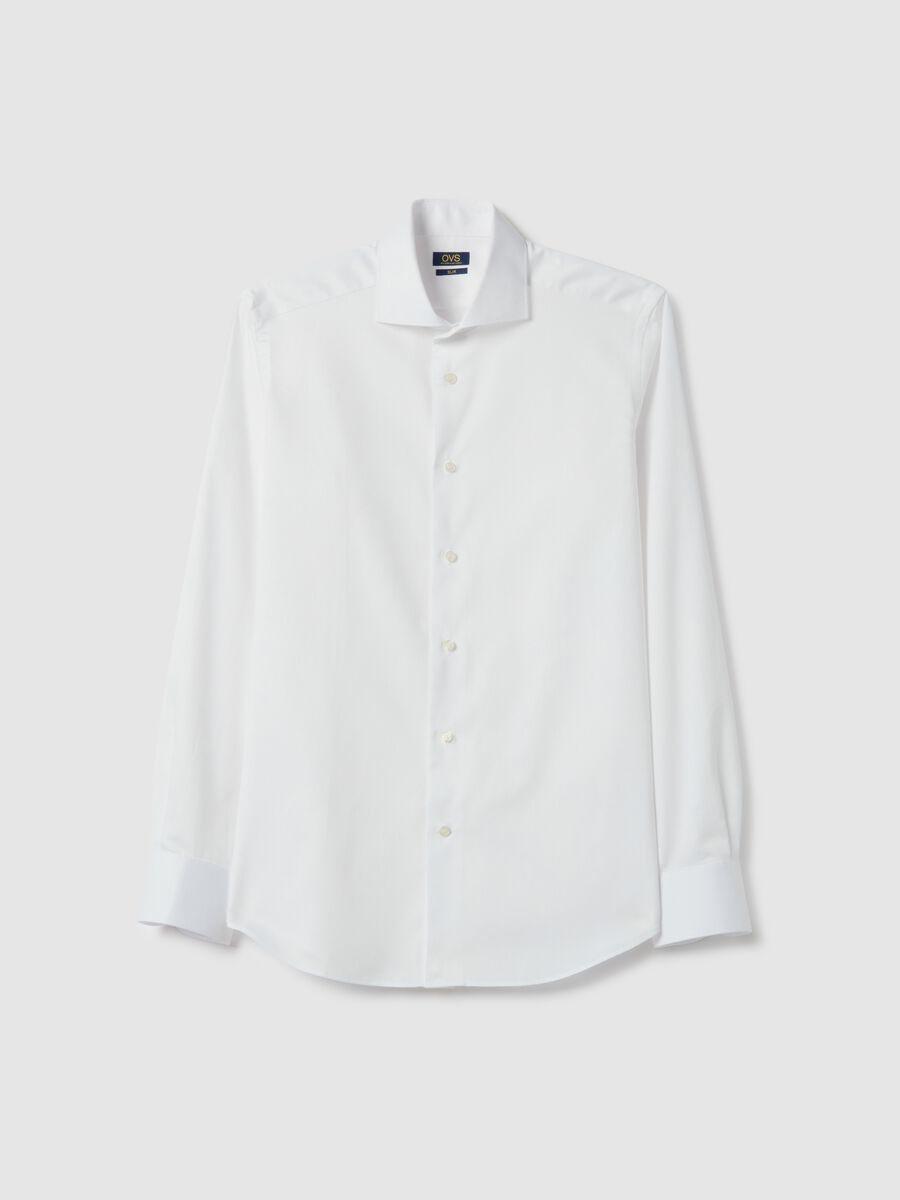 White pure cotton slim fit shirt_4