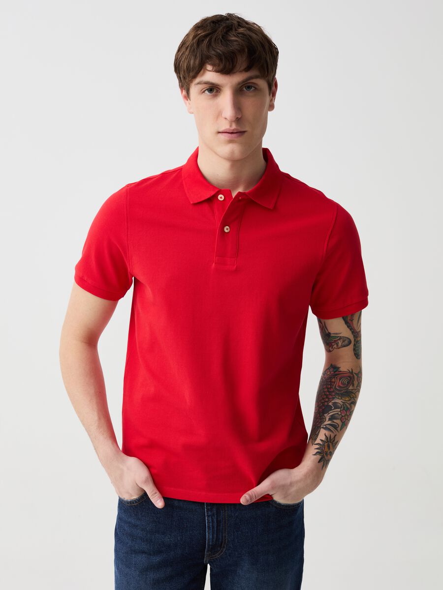 Organic cotton pique polo shirt_0