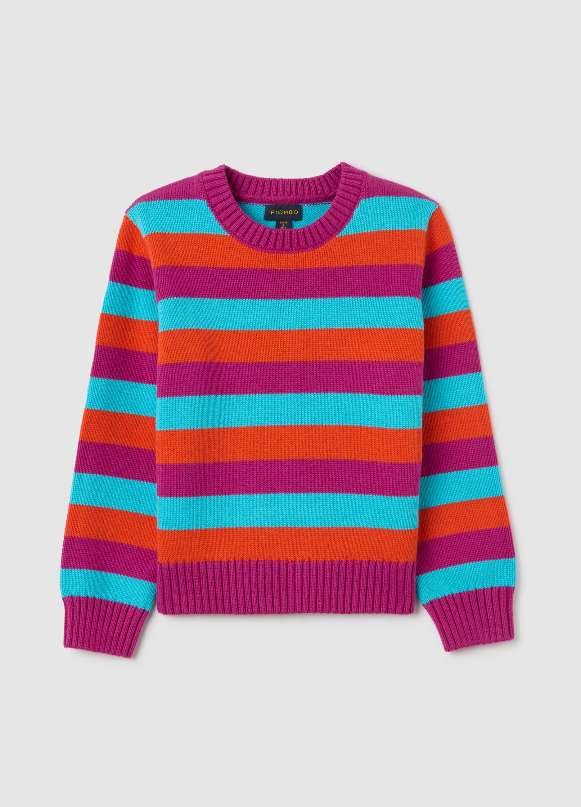 Pullover da ragazze in puro cotone multicolor regular fit
