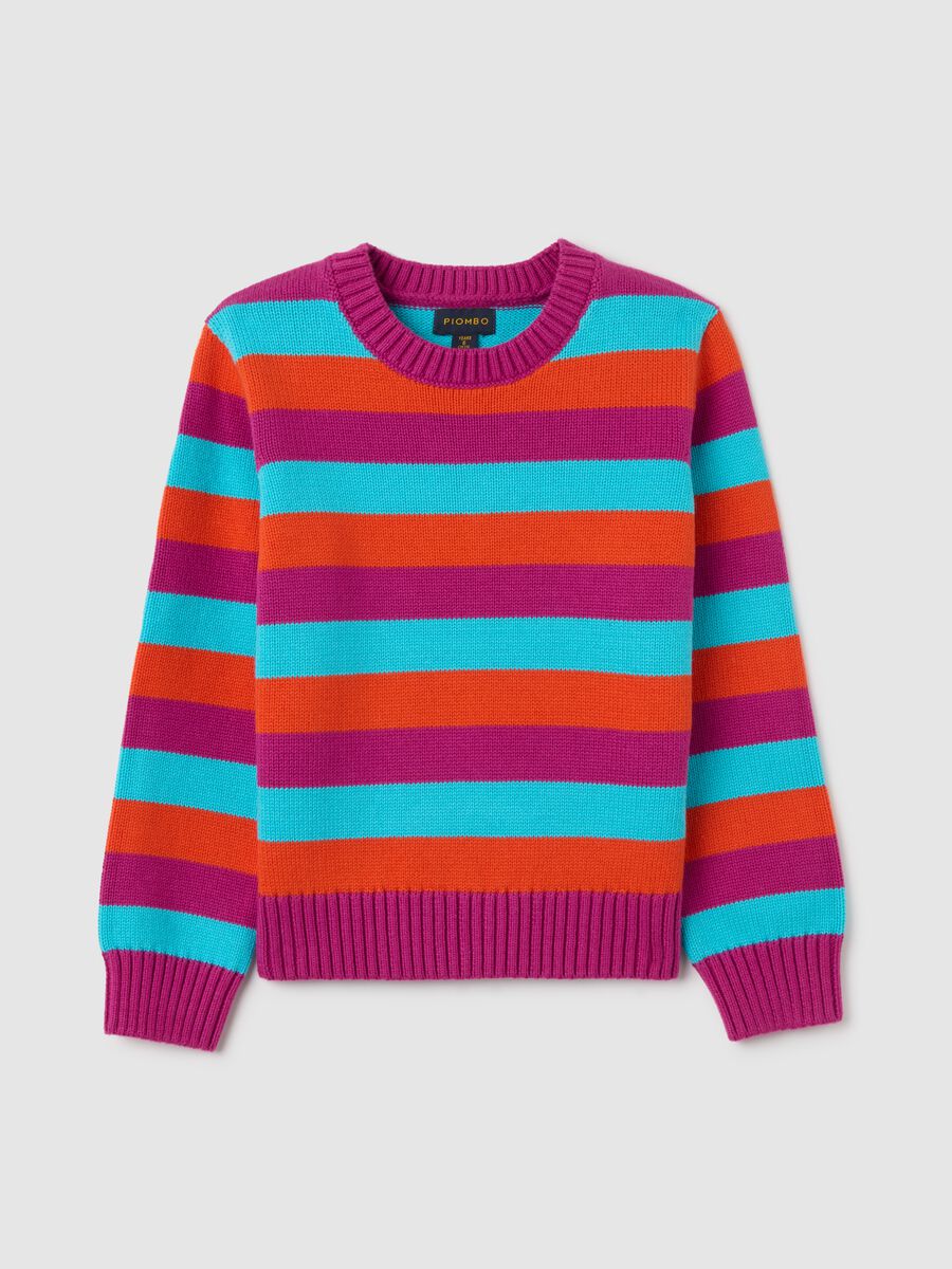Pullover da ragazze in puro cotone multicolor regular fit_0