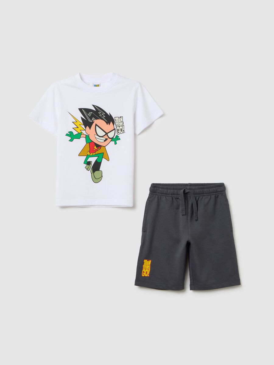 Kids' outfit in pure white and grey cotton regular fit_0