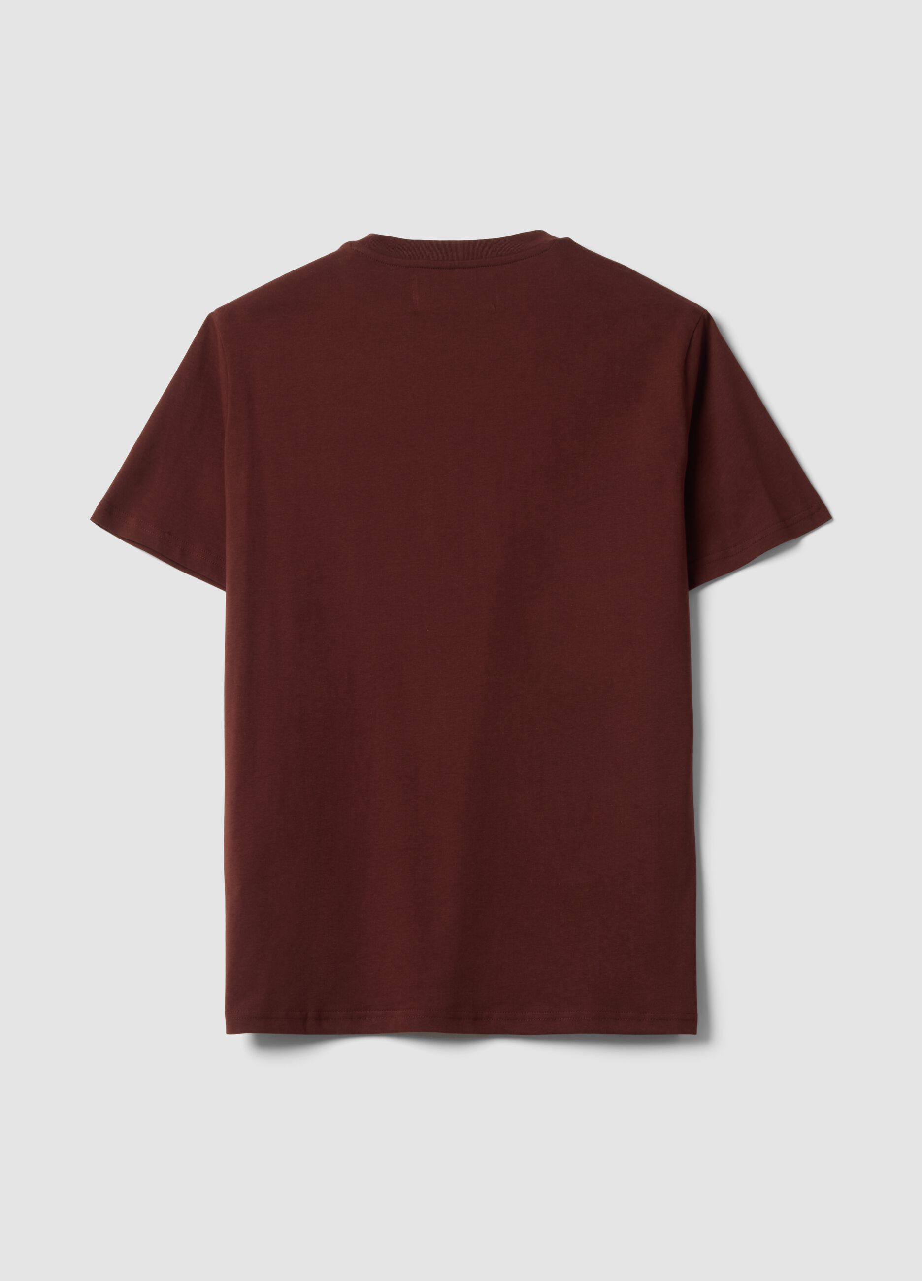 Brown pure cotton crew-neck T-shirt with Jeep print