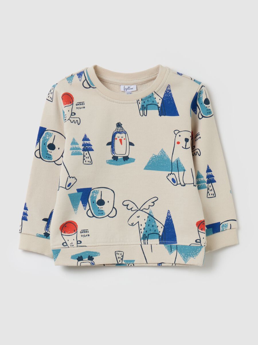 French terry sweatshirt with Pole animals print_0