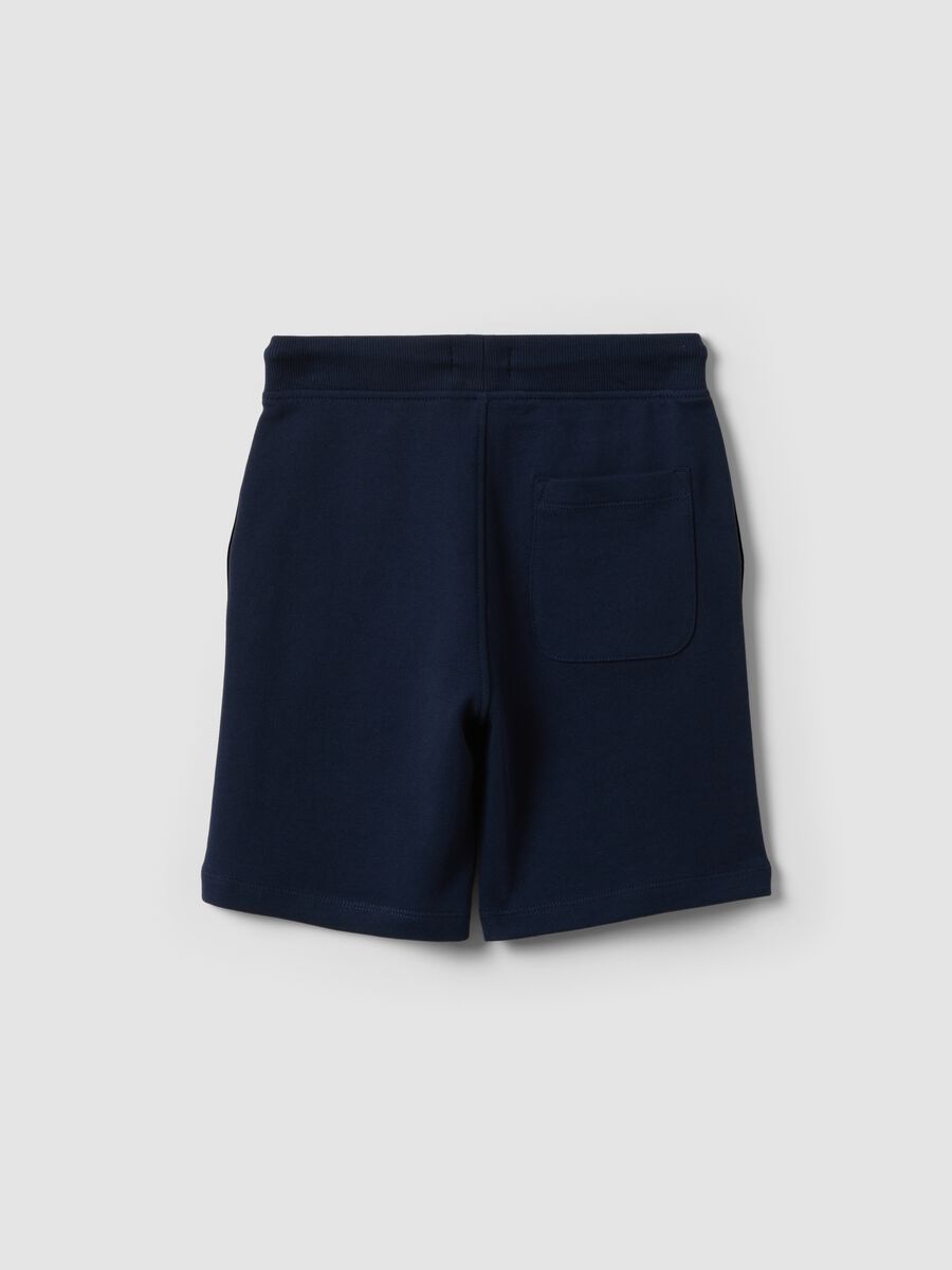 Pantaloni corti in puro cotone blu da bambino slim fit_1