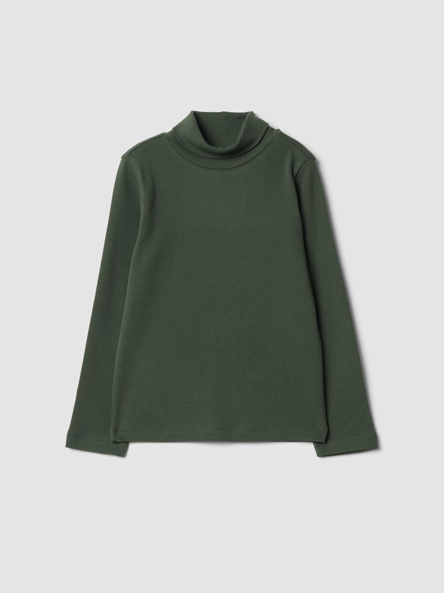 Maglia verde bosco dolcevita in puro cotone organico_0