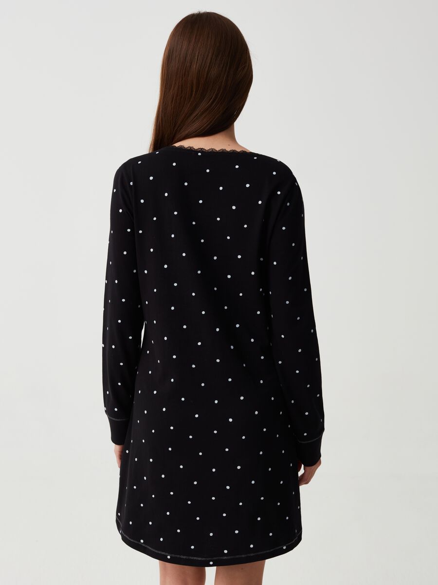 Polka dot nightdress with granddad neckline_2