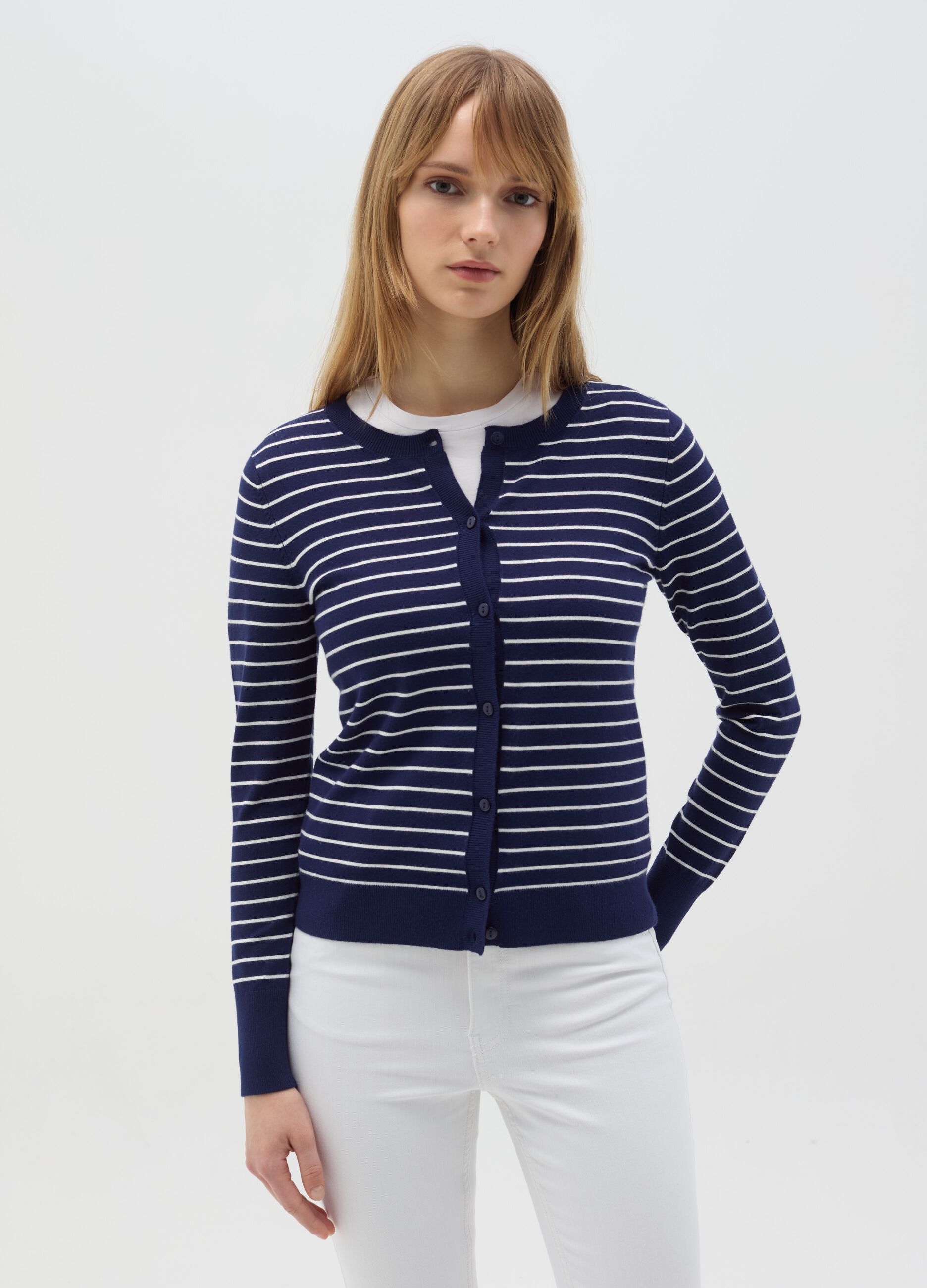 Cardigan with striped pattern