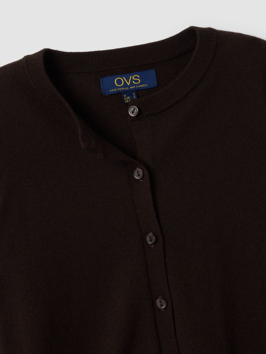 Brown wool-blend crew-neck cardigan_5