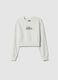 Girls' white crew neck sweatshirt in pure cotton regular fit_0