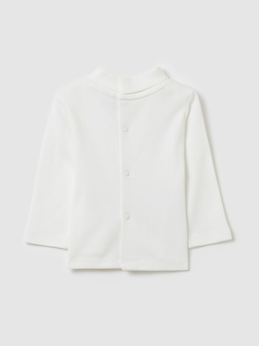 Organic cotton T-shirt with high neck and print_1