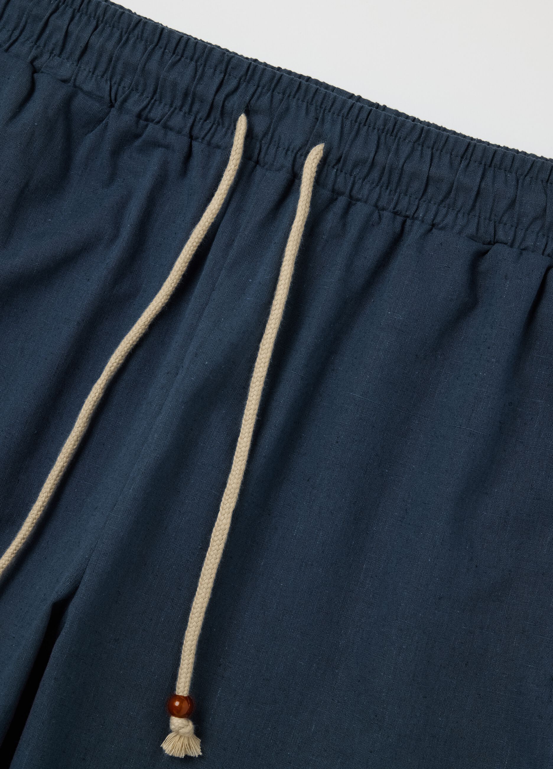 Blue pyjama shorts in cotton and linen