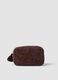 Brown make-up bag with floral embroidery and tassel_0