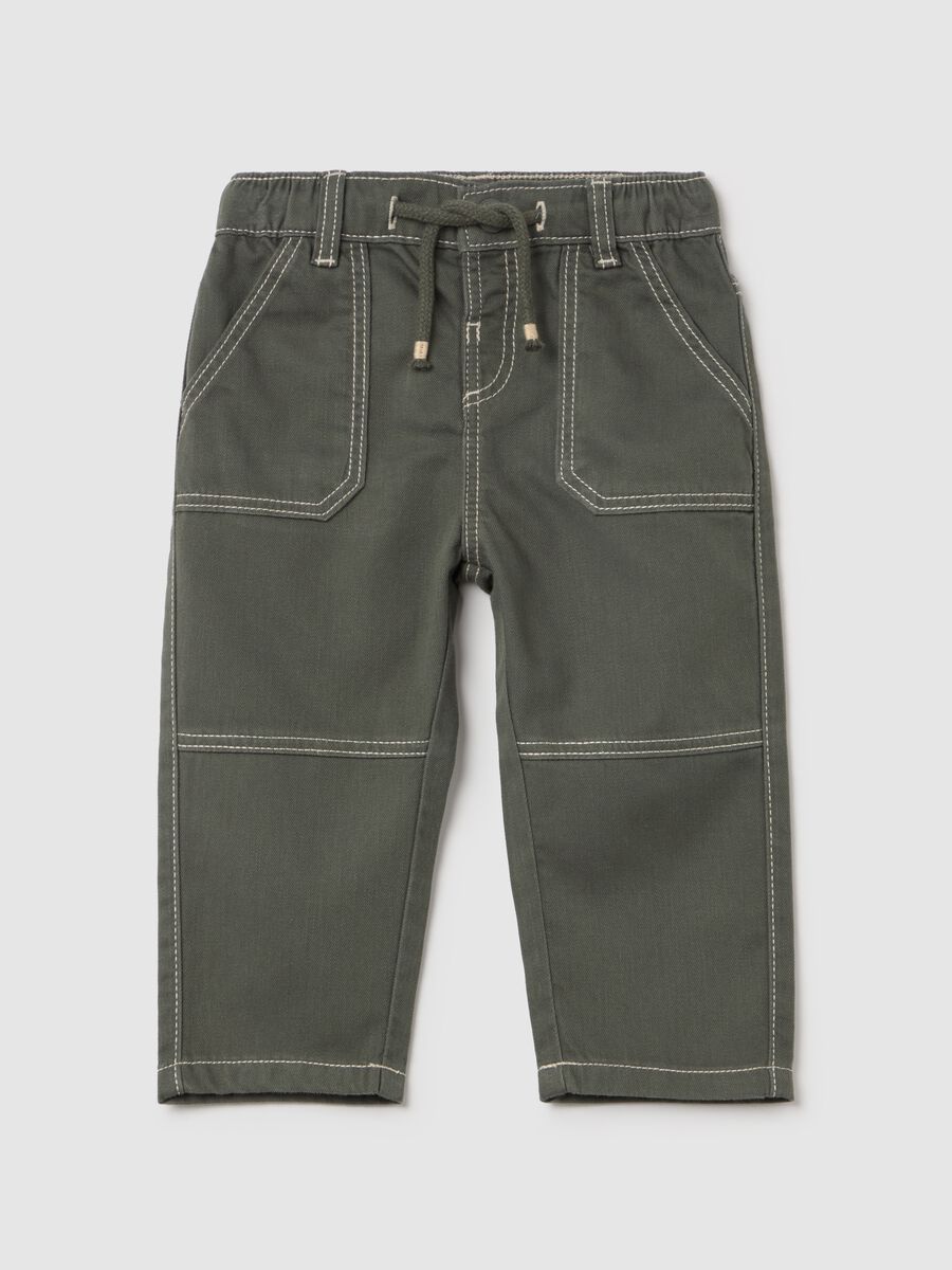 Cargo joggers with drawstring in cotton and Lyocell_0