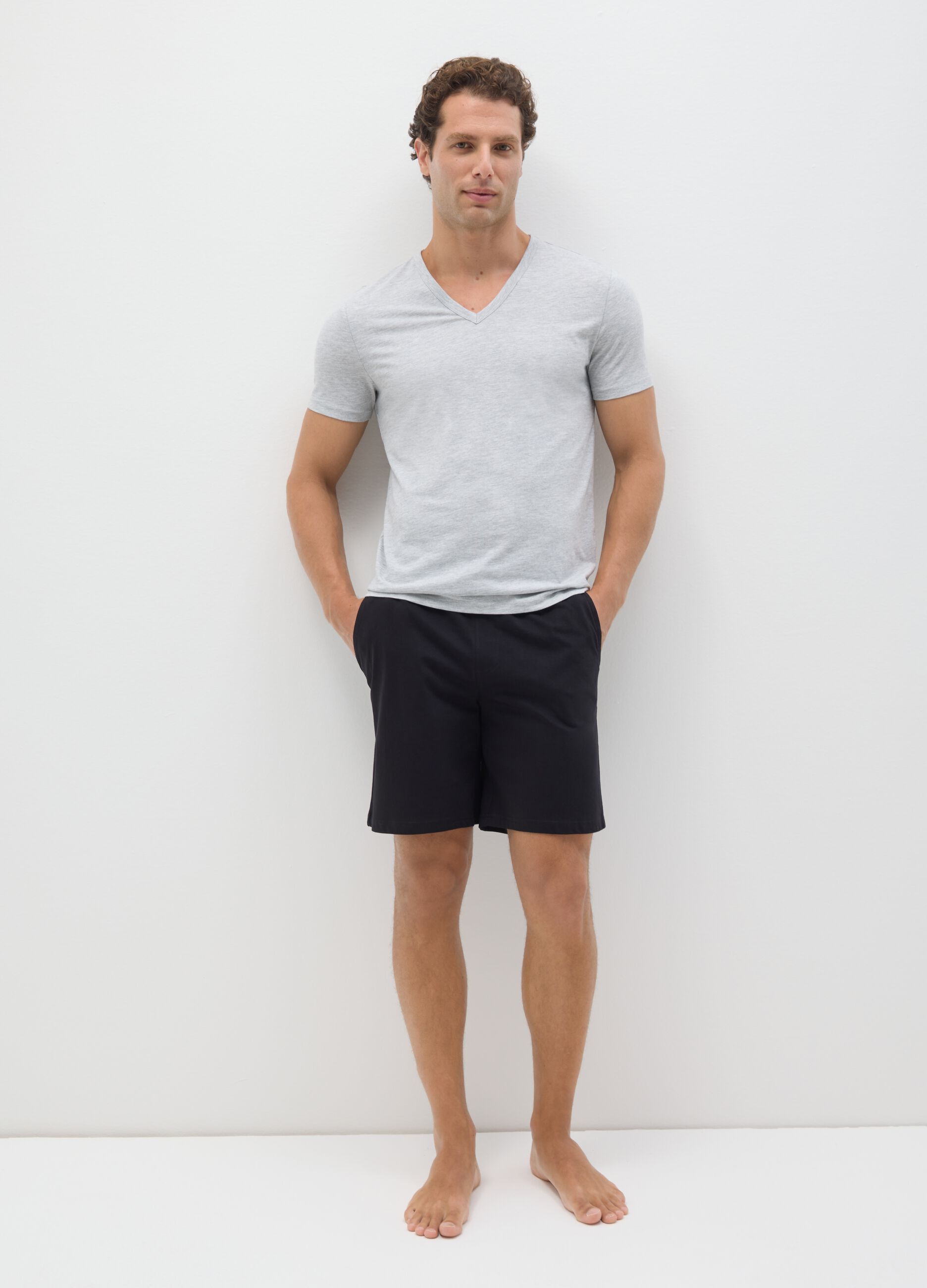 Black regular fit pure cotton pyjamas