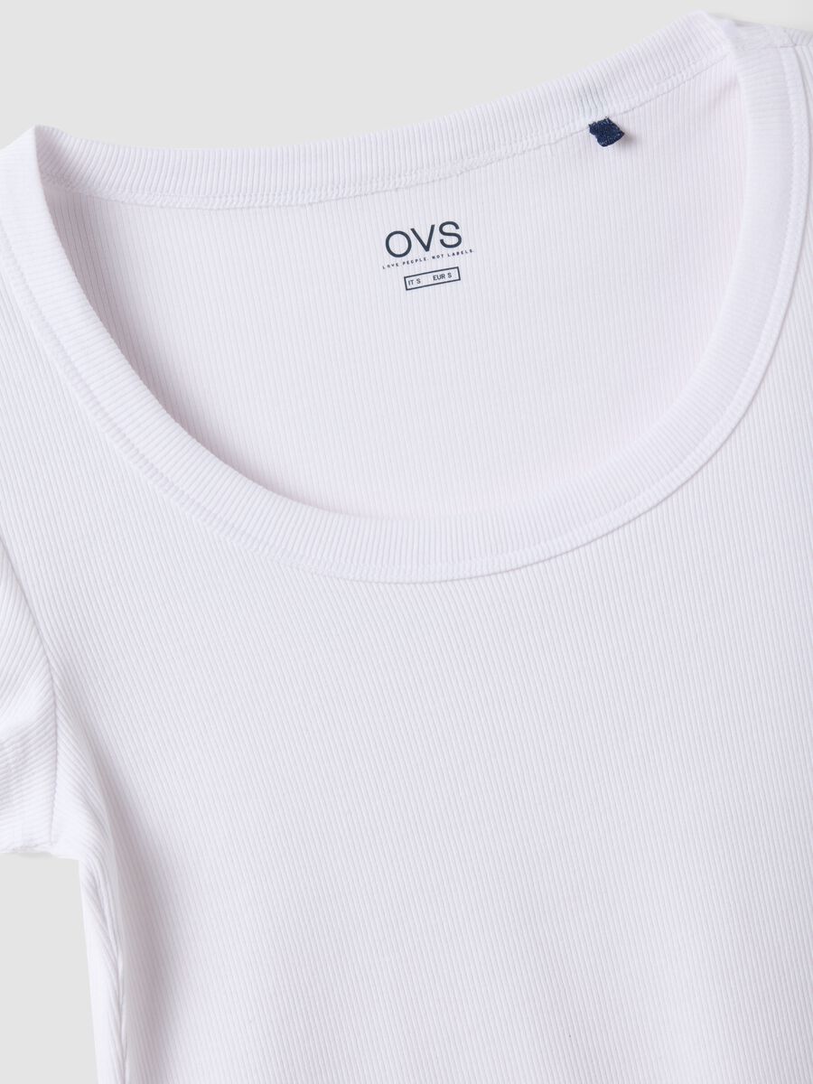 White stretch cotton fitted short sleeve T-shirt_5