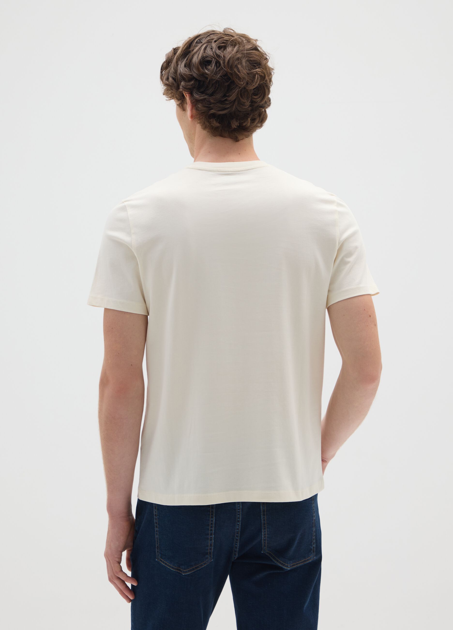 Beige Regular Fit Pure Cotton T-shirt