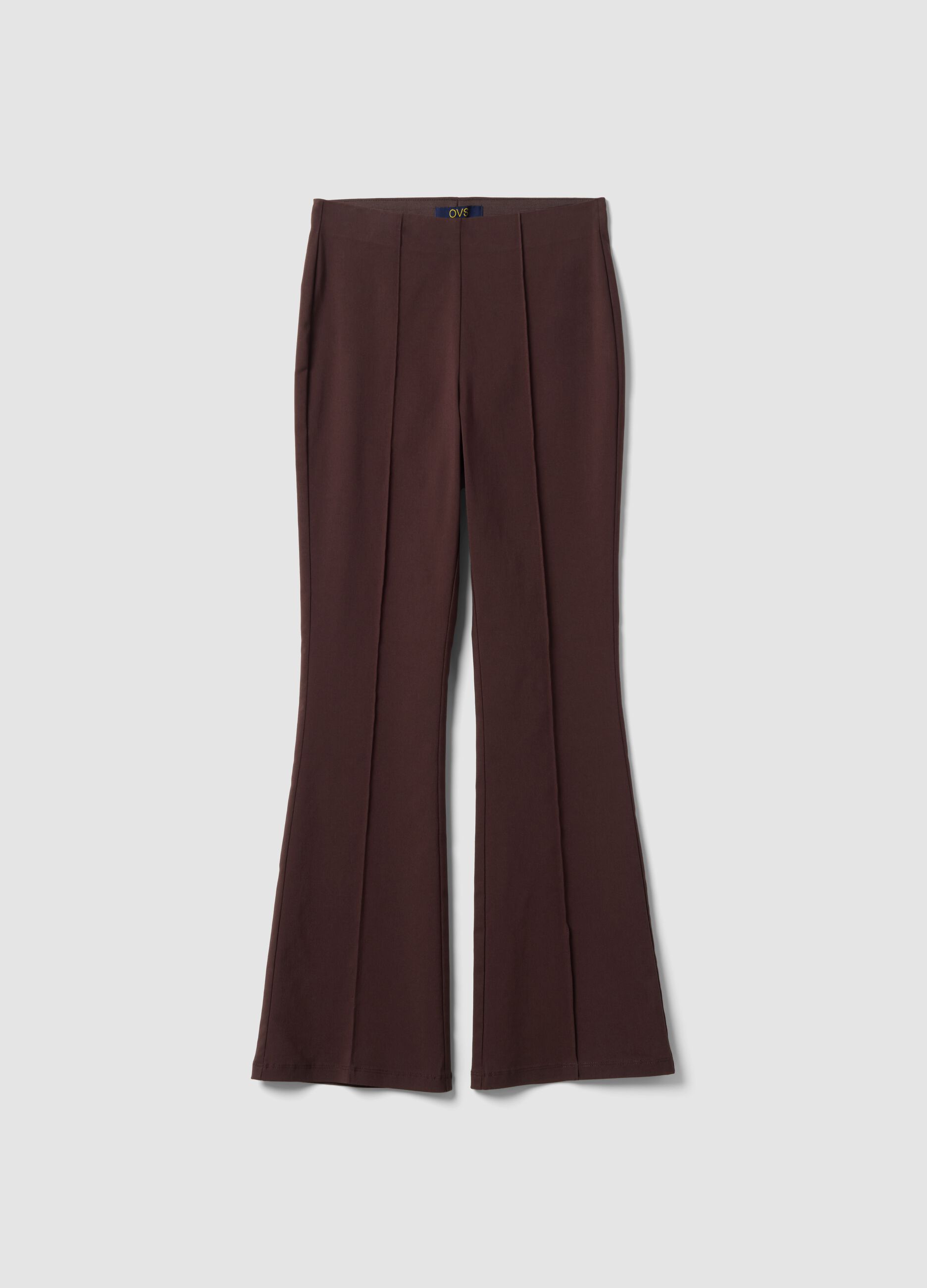 Brown stretch viscose flared leggings