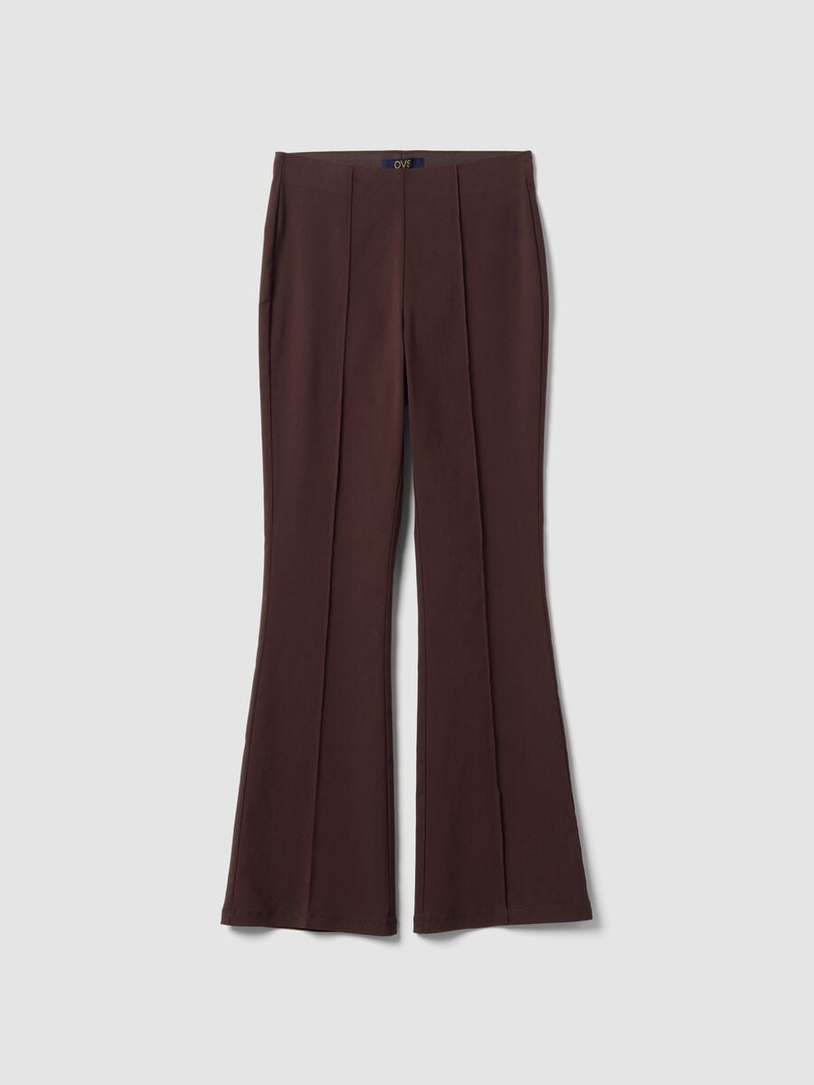 Leggings flare marroni in viscosa elasticizzato_4