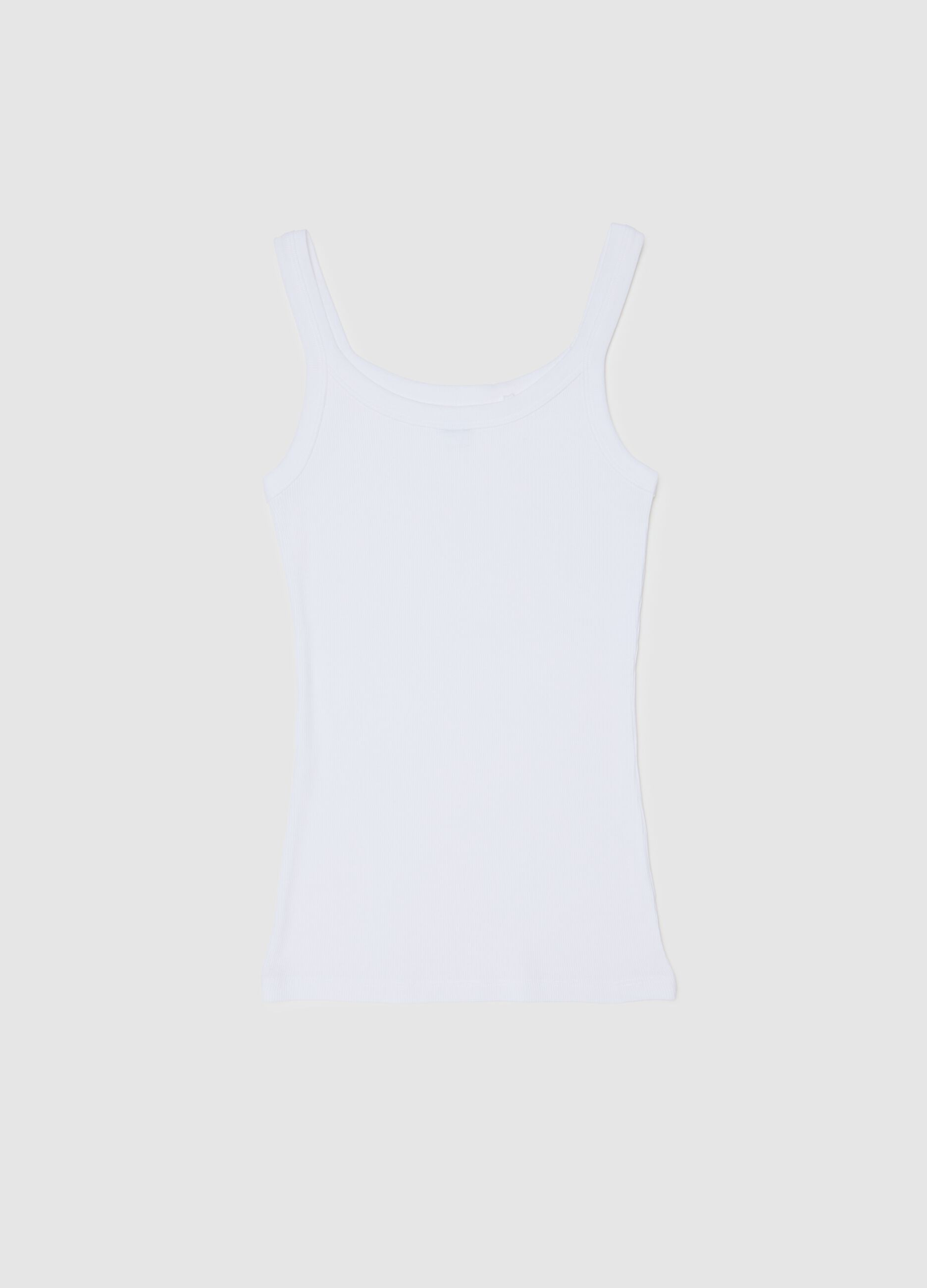 White pure cotton tank top regular fit