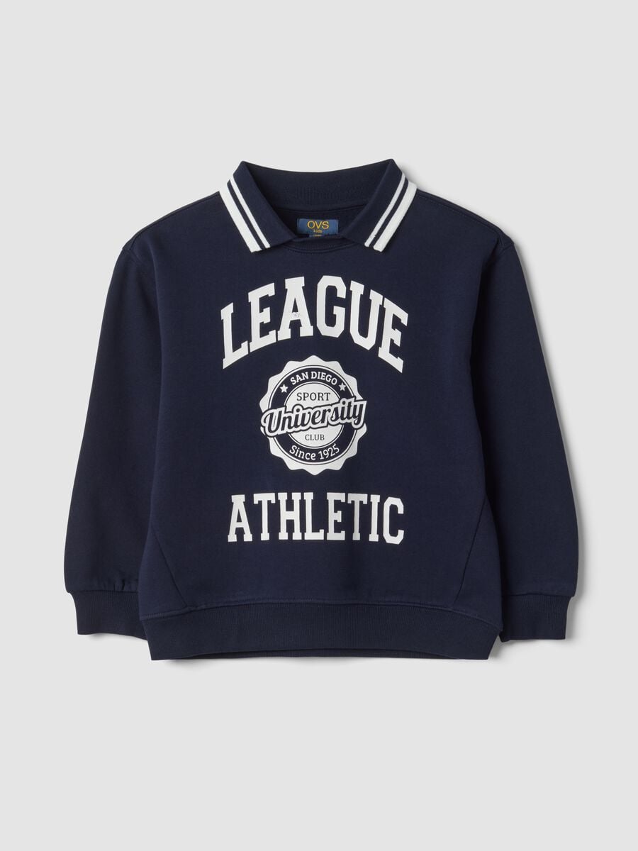 Blue 100% cotton sweatshirt with varsity print_0
