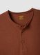 Brown pure cotton regular fit T-shirt with Henley collar_5