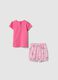 Short pink pure cotton baby girl's pyjamas with designs_1