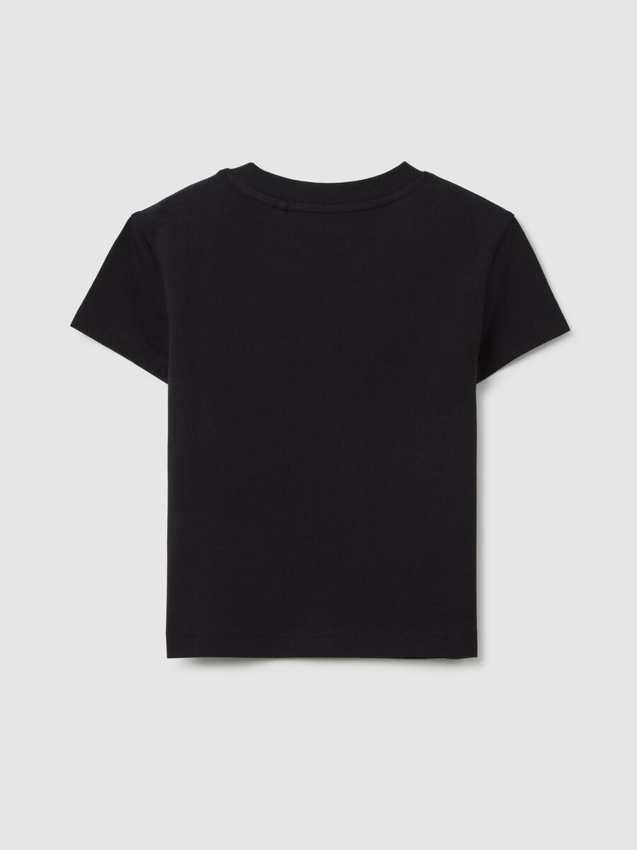 T-shirt da ragazza in puro cotone nero regular fit _4