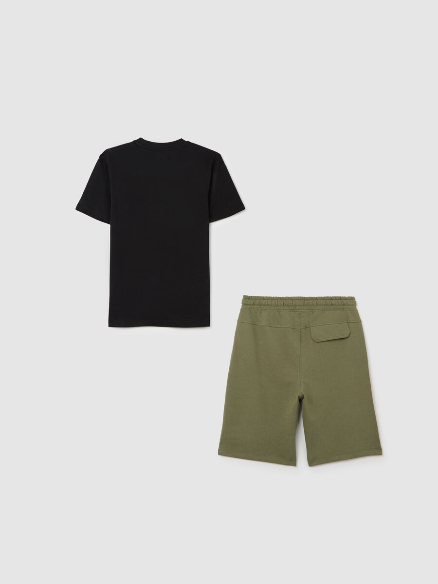 Set jogging da ragazzo in cotone nero e verde vestibilità rilassata_4
