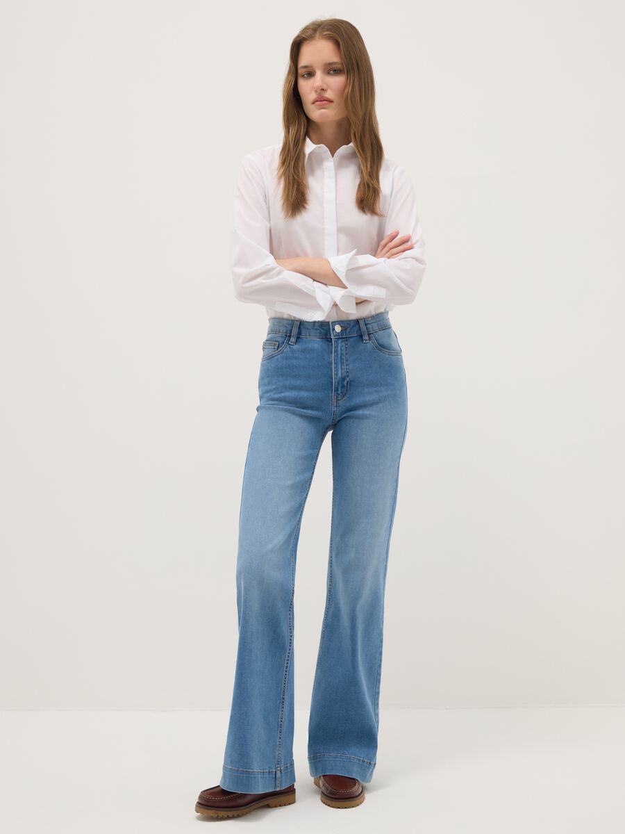 Blue denim bootcut jeans_0