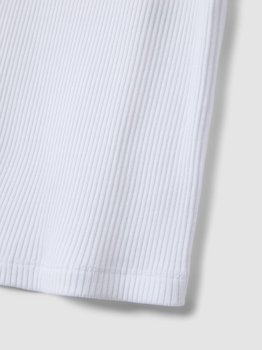 Tank top bianco in cotone elasticizzato a costine fitted_5