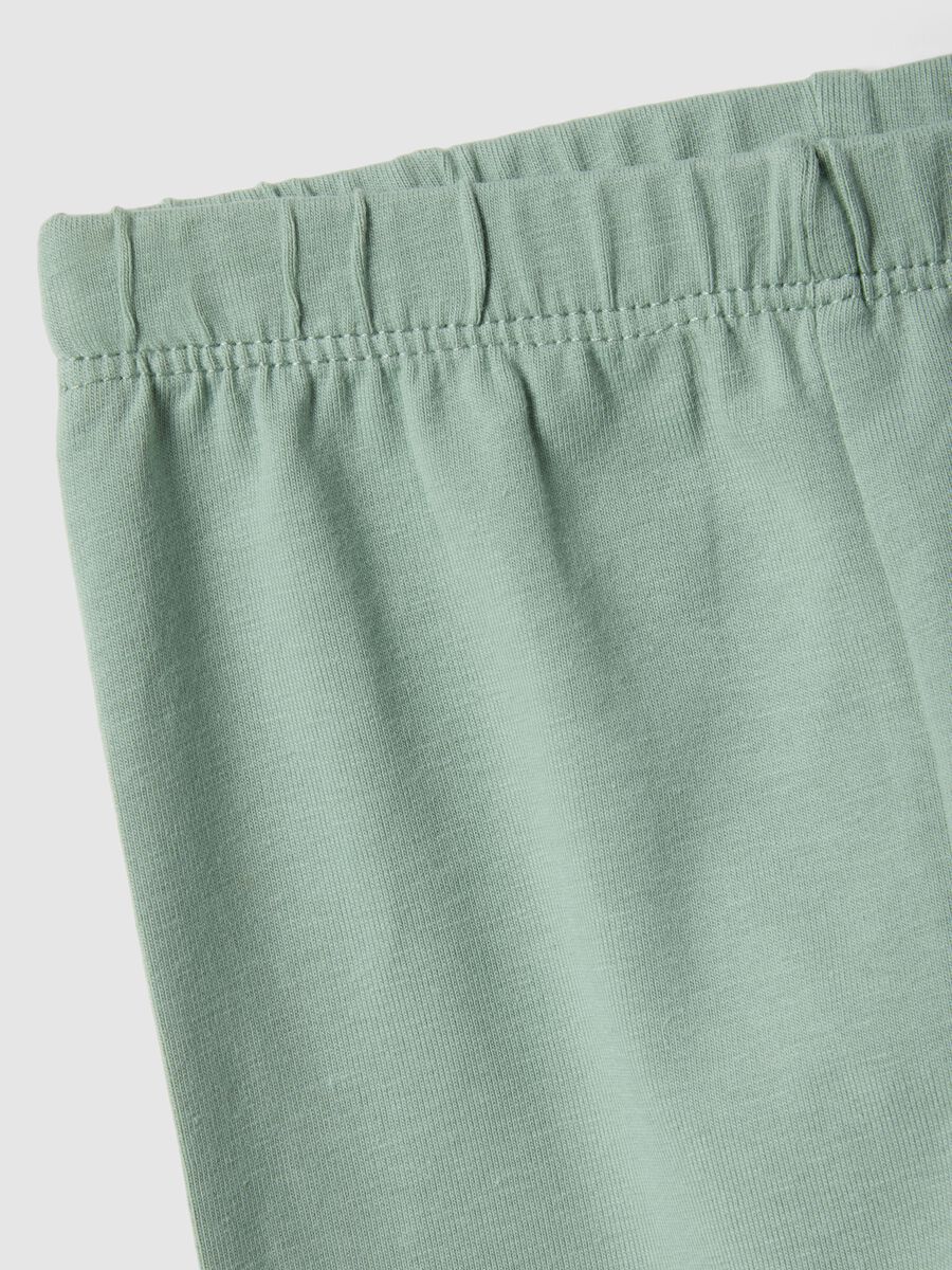 Green stretch cotton leggings for girls skinny fit_2