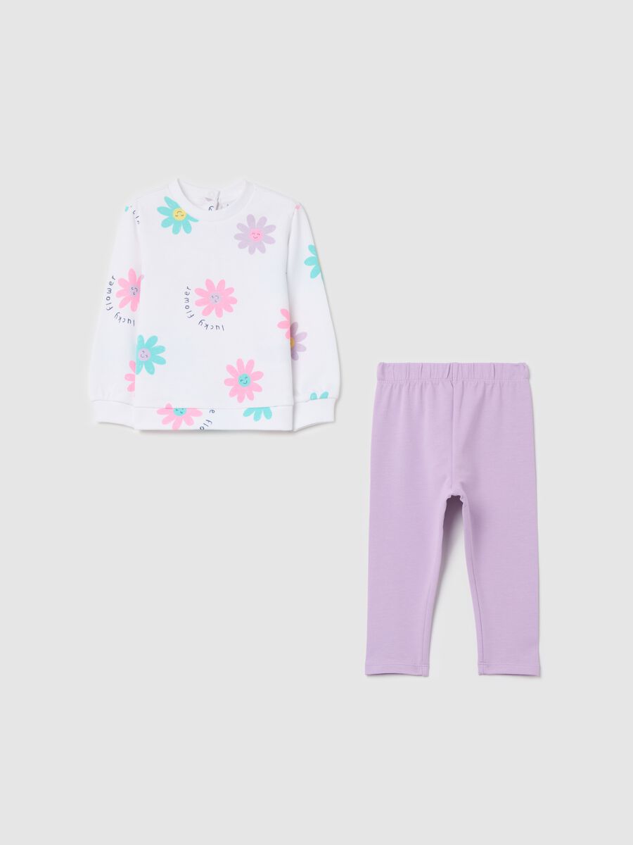 Cotton jogging set with "Lucky Flower" print_0