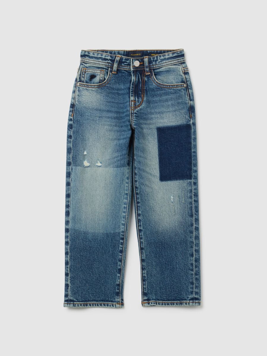 Children's blue stretch denim jeans, regular fit_0