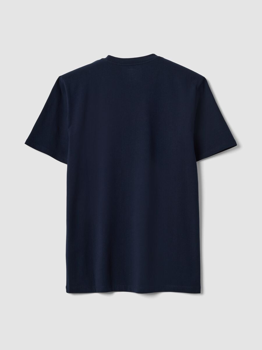 T-shirt blu in cotone organico a maniche corte slim fit_6