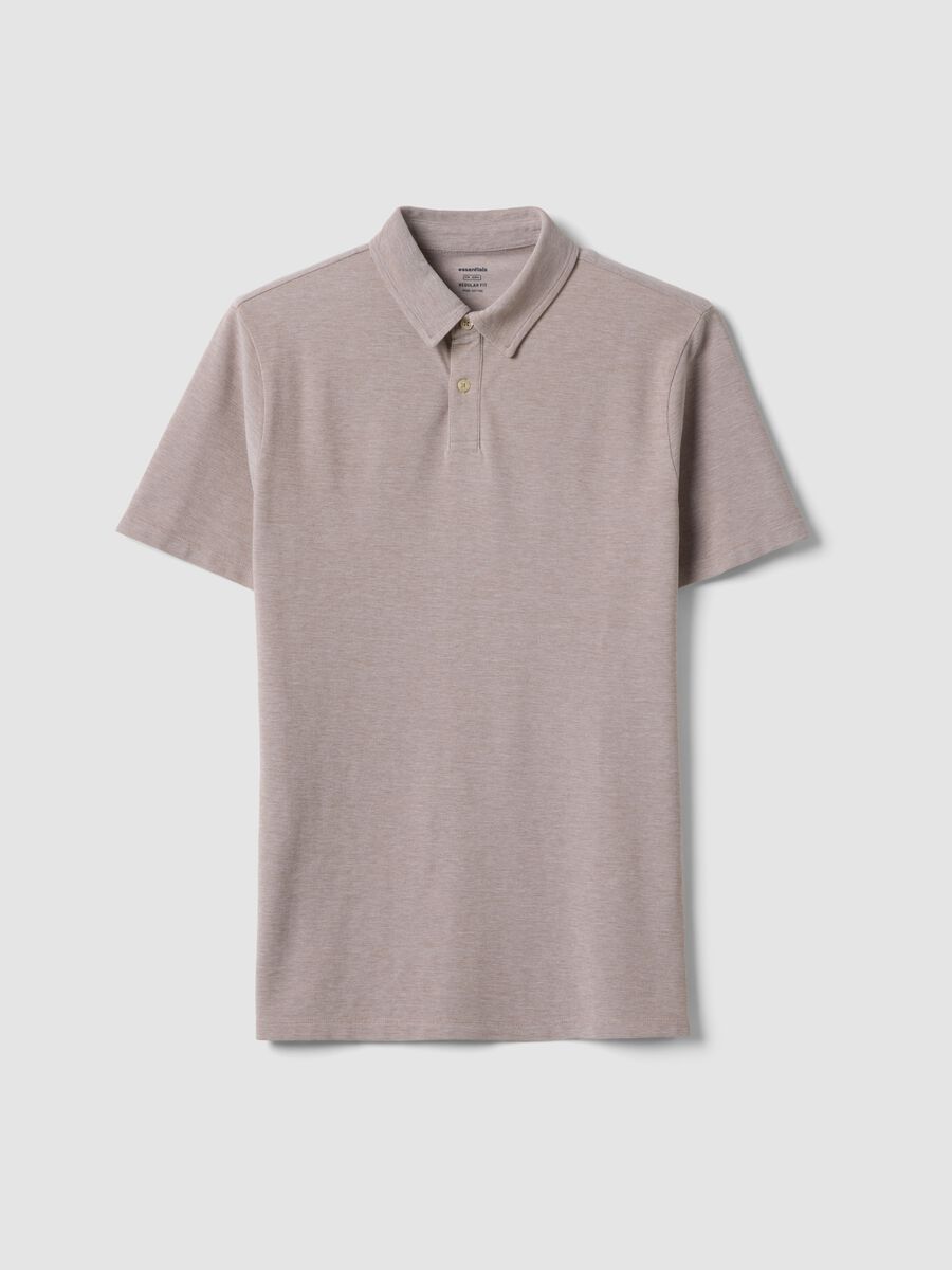 Polo beige in puro cotone a maniche corte_4