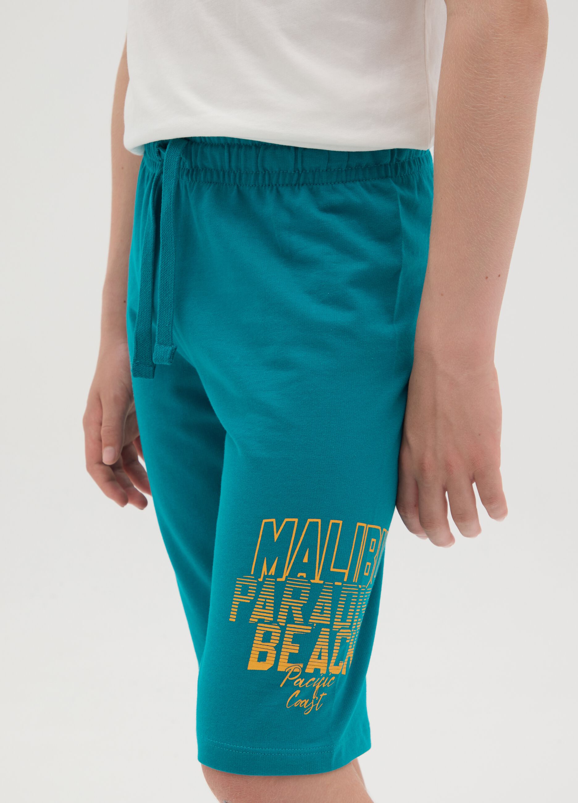 Green Cotton Shorts for Kids