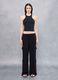 Black Linen Wide-Leg Cargo Trousers_0