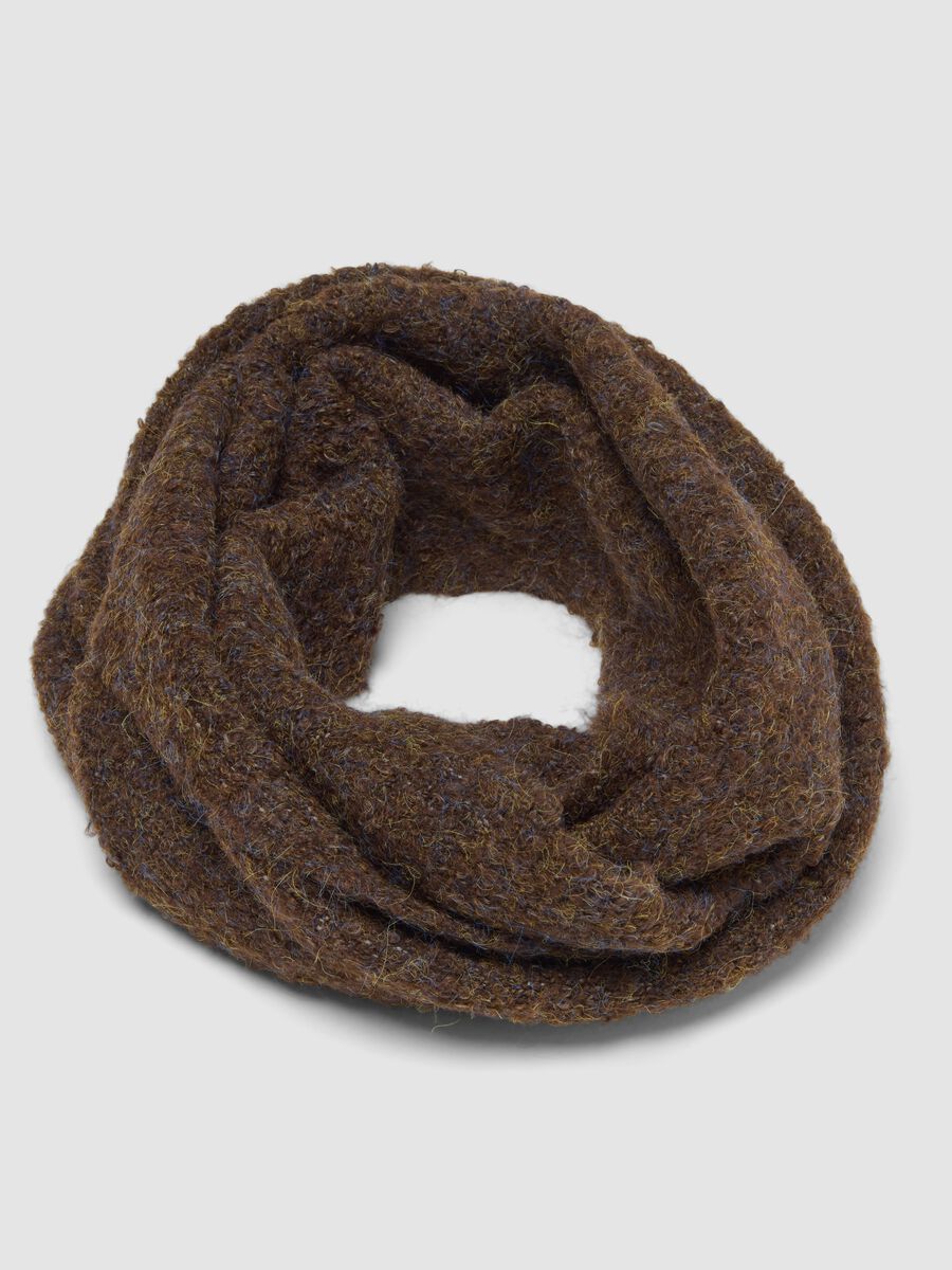 Blue and brown stretch wool scarf_1