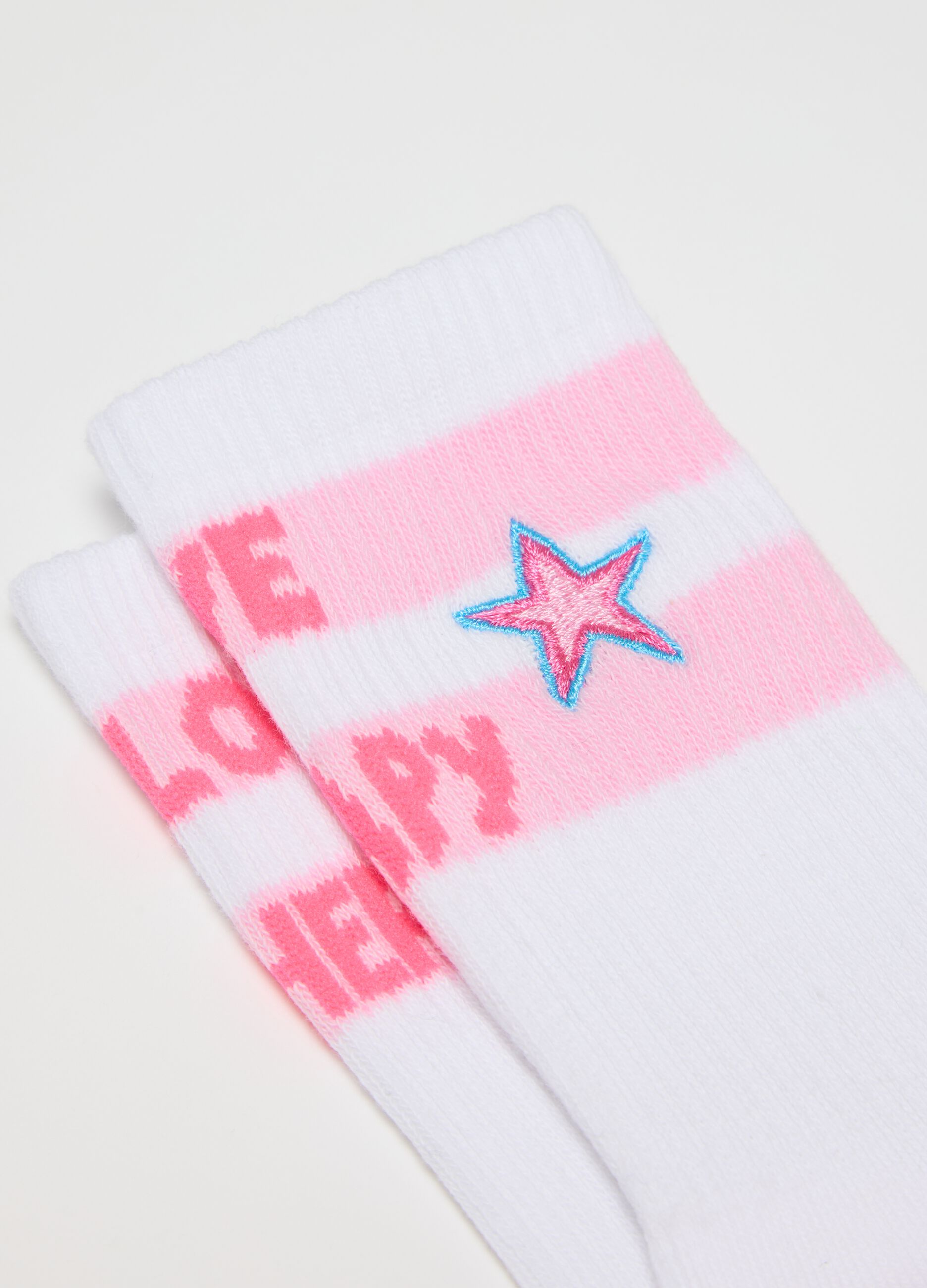 Girl's multicolour cotton blend ankle socks twin-pack