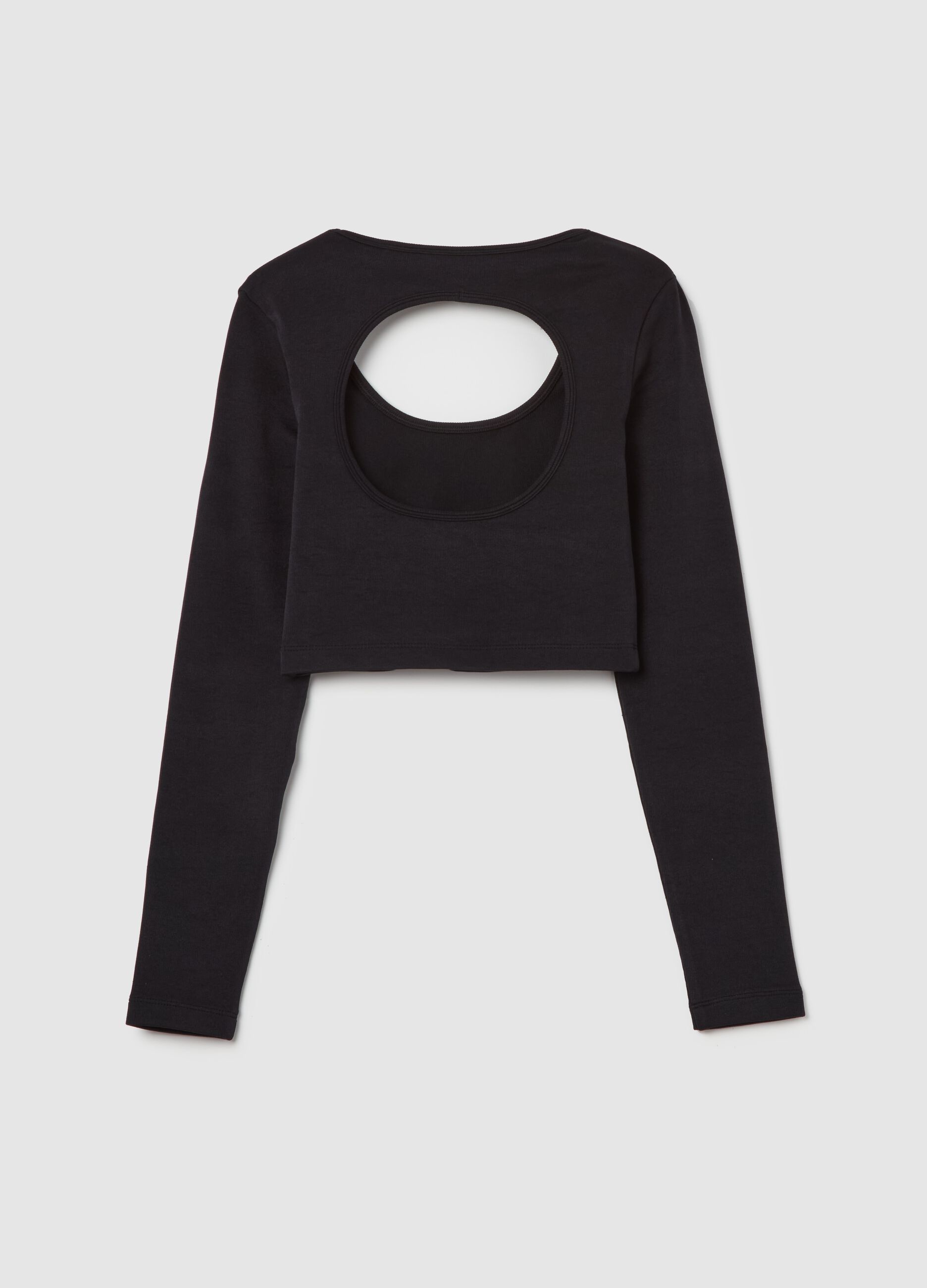 Cut Out Crop Long-sleeved Black