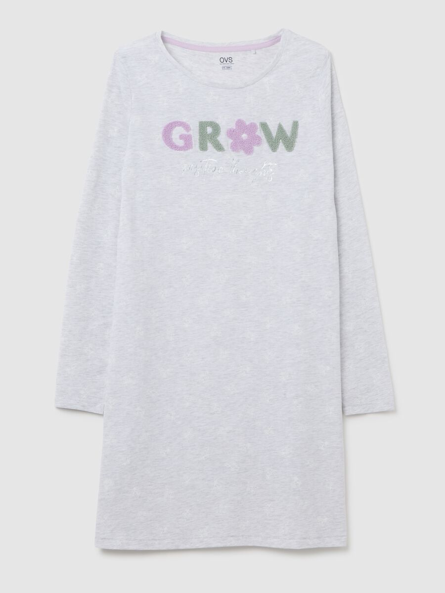 Grey pure cotton women's dress with embroidered lettering_4